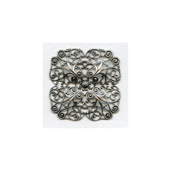 ^Ornate Large Filigree Oxidized Silver 59mm (1)