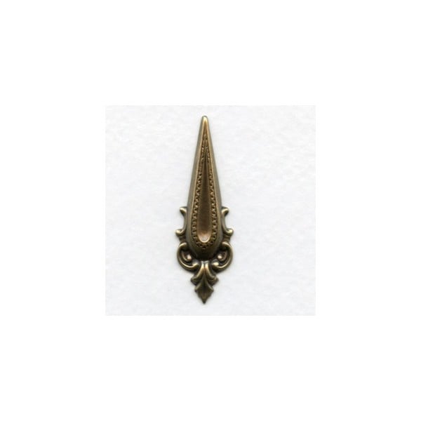 Prong Effect Stampings Long Narrow Oxidized Brass (12)