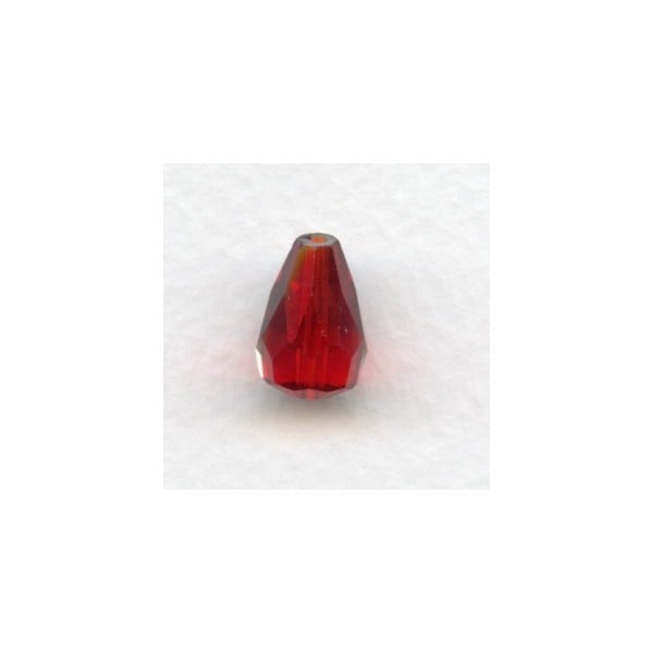 Ruby Machine Cut Glass Tear Drop Beads 13x9mm
