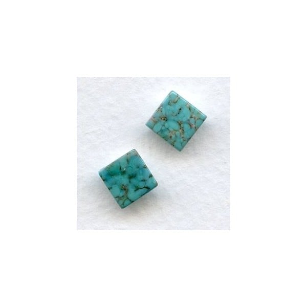 ^Turquoise Matrix Glass Tiles Square Buff-Top 8mm