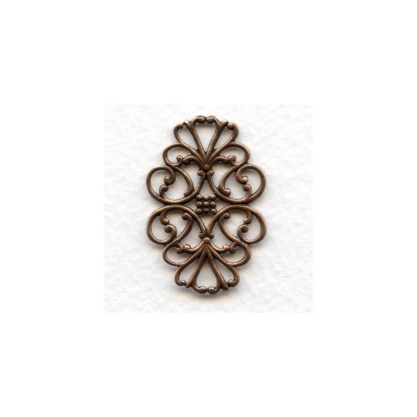 Filigree Flat Oval Connector Oxidized Copper 33mm (6)