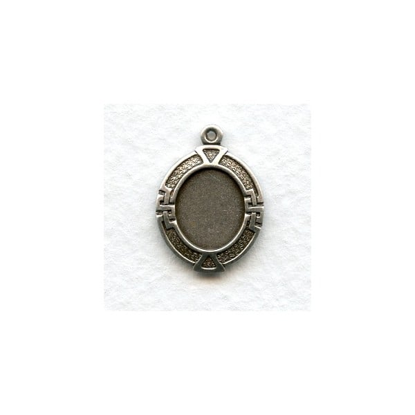 Greek Key Setting Pendant 10x8mm Oxidized Silver (6)
