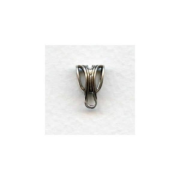 Bold Deco Style Filigree Bail Oxidized Silver 13mm (1)