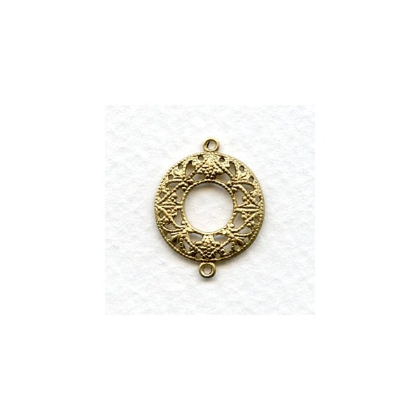 Filigree Connector Hoops Raw Brass 22mm (6)