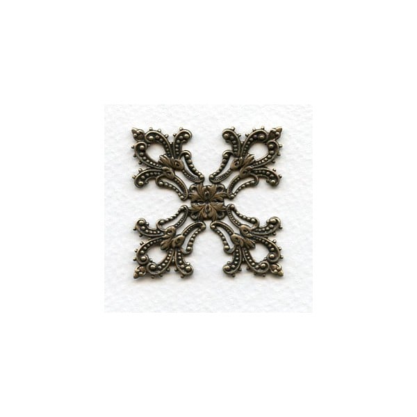 Maltese Cross Filigree Stamping in Oxidized Brass (1)