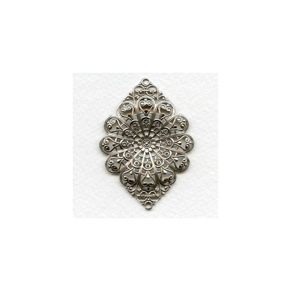 European Filigree Connector 52mm Oxidized Silver (1)