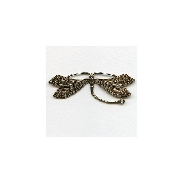 ^Vintage Rare Huge Oxidized Brass Dragonfly Stamping (1)