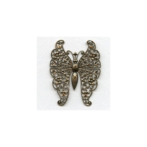 ^Vintage Rare Huge Oxidized Brass Butterfly Filigree (1)