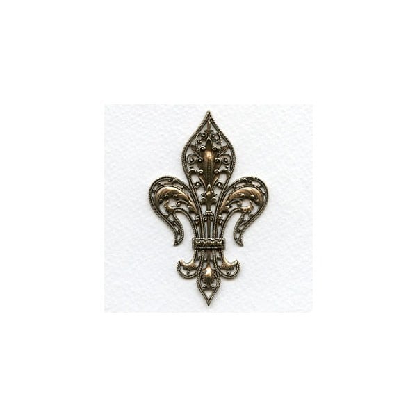 Exquisite Fleur-de-lys Stamping Oxidized Brass Rare Vintage (1)