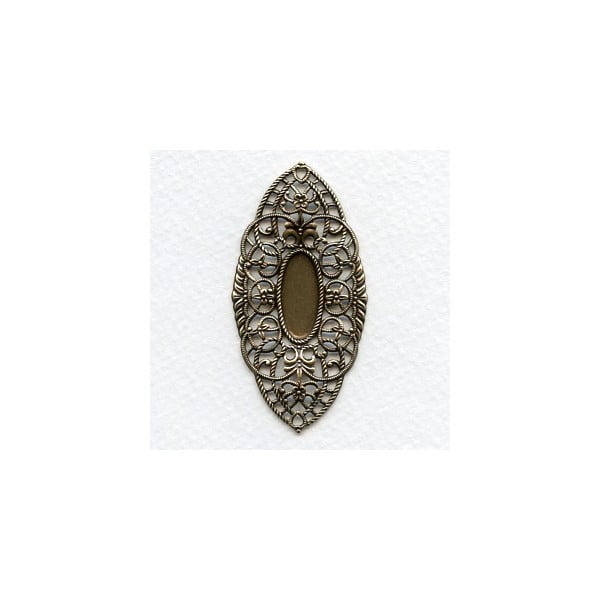 Amazing Filigree Setting Rare Vintage Oxidized Brass (1)