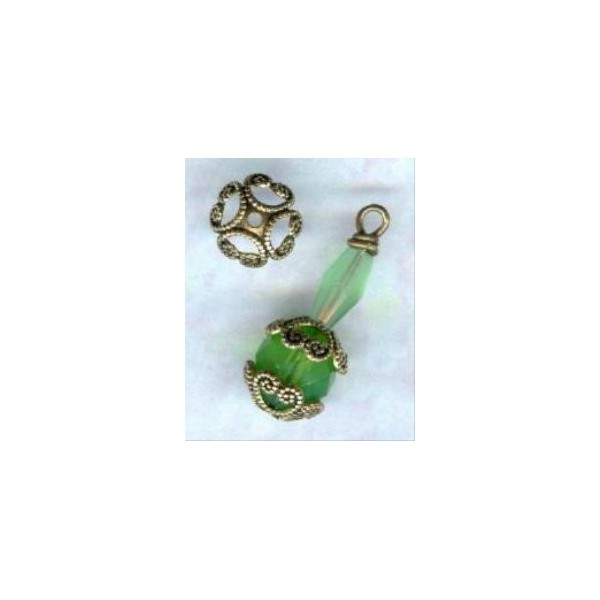 Unique 8mm Filigree Bead Caps Oxidized Brass (12) - Image 3