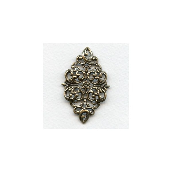 Exceptional Oxidized Brass Stamping Oval 57mm