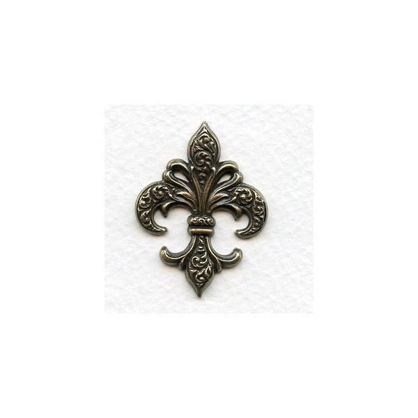 Beautiful Fleur-de-Lis Stampings Oxidized Brass (3)