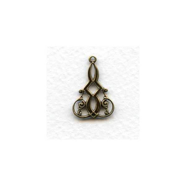 Elaborate Filigree Drop Connectors Oxidized Brass (12)