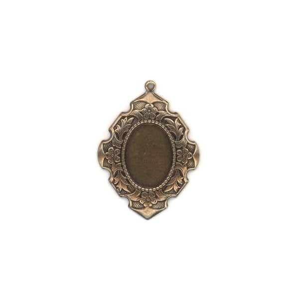 Elegant Details Oxidized Brass Setting Pendant 18x13mm