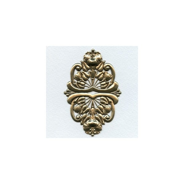 Floral Oval Stamping Oxidized Brass 95mm (1)