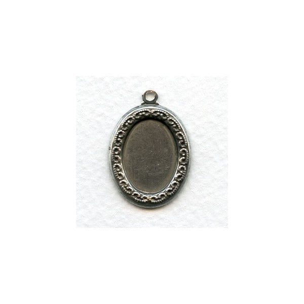 Fancy Edge Settings 18x13mm Oxidized Silver (6)