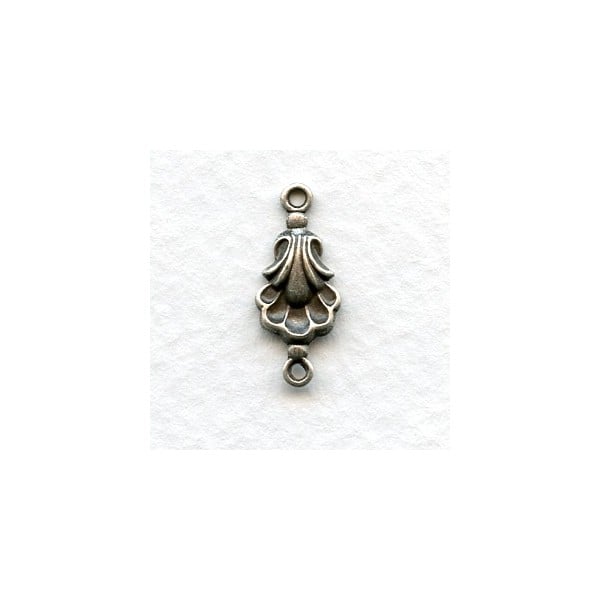 Scalloped Oxidized Silver Connectors (6)