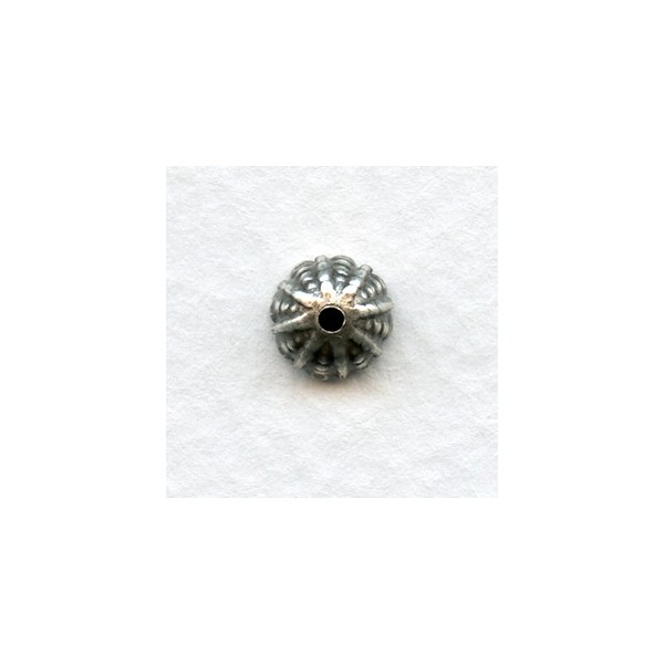 Fluted Bead Caps 7.5mm Oxidized Silver (12)
