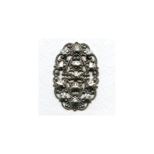 Filigree Ovals 38x26mm Oxidized Silver (6)