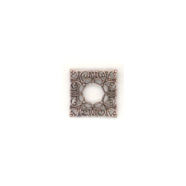 ^Open Center Square Filigrees Oxidized Copper