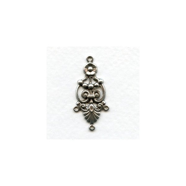 Ornate Three Strand Connectors Oxidized Silver (12)