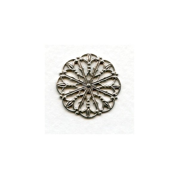 Ornate Round 23mm Filigree Oxidized Silver (6)