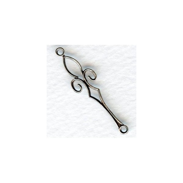 Slender Fleur-de-Lis Connectors Oxidized Silver 37mm (6)
