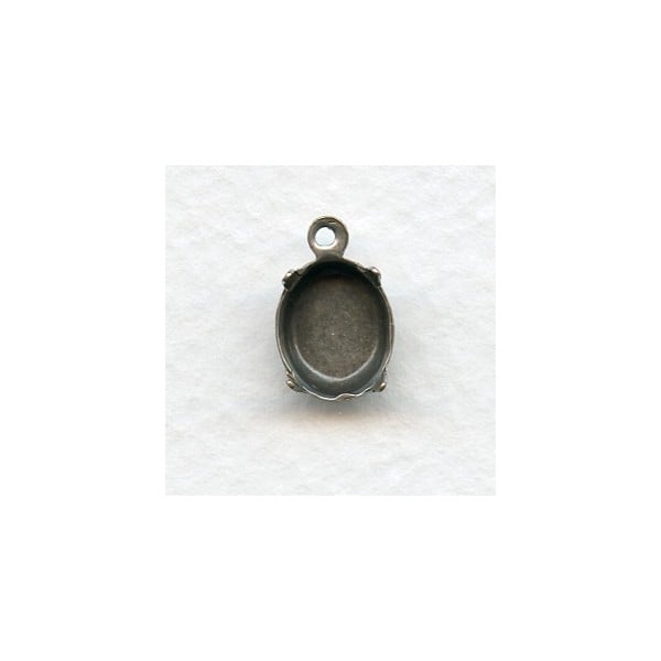 Closed Back Settings One Loop 10x8mm Oxidized Silver (12)