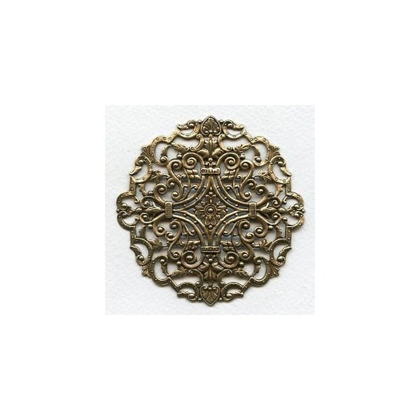 Gorgeous Round Filigree Oxidized Brass 83mm (1)