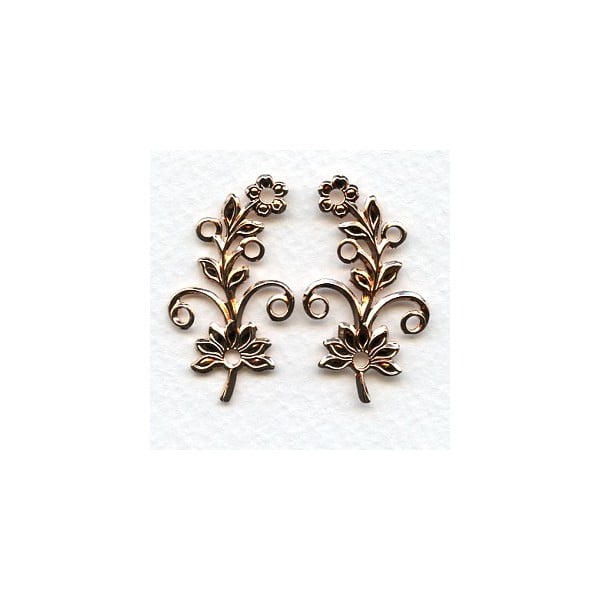 Flowers with Rivet Holes Rose Gold Plated (3 pairs)