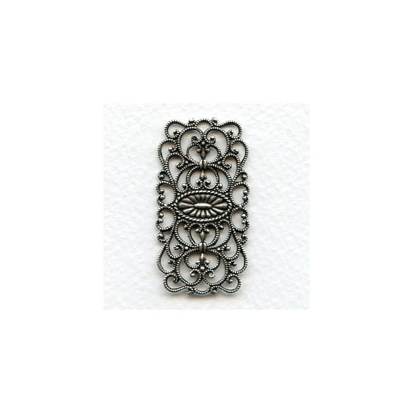 European Filigree Rectangle 44mm Oxidized Silver