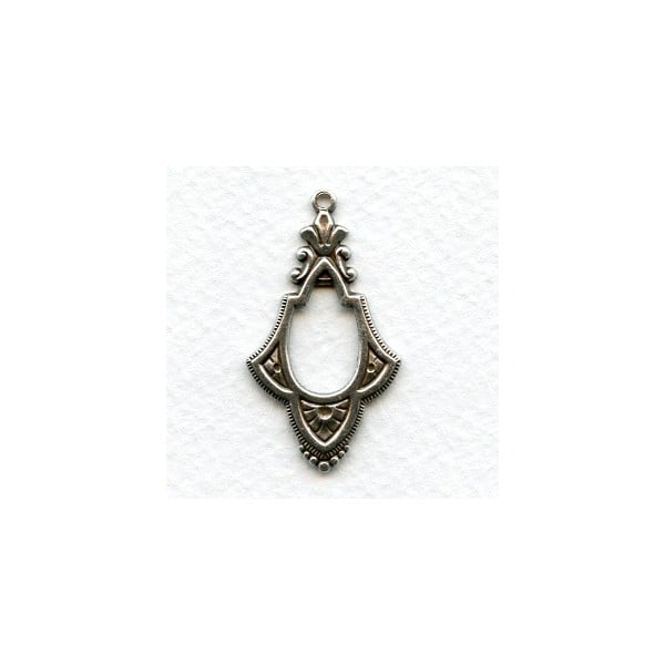 Ornate Pendant Drops 38mm Oxidized Silver (6)