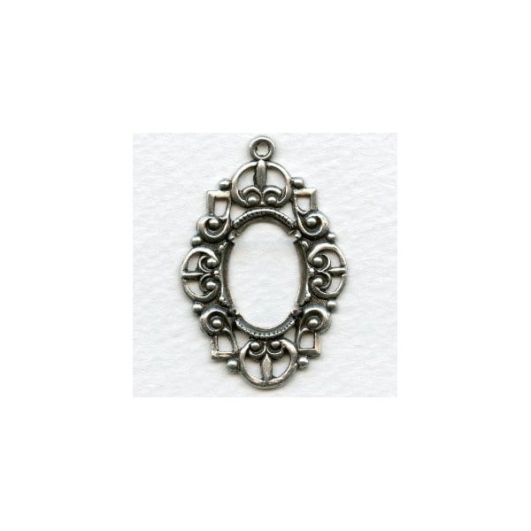 Openwork Border 18x13mm Setting Oxidized Silver