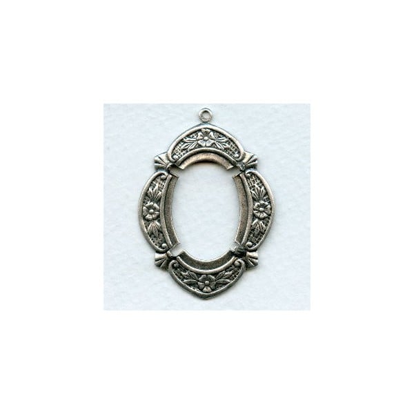 Dramatic Floral Oxidized Silver Setting 25x18mm