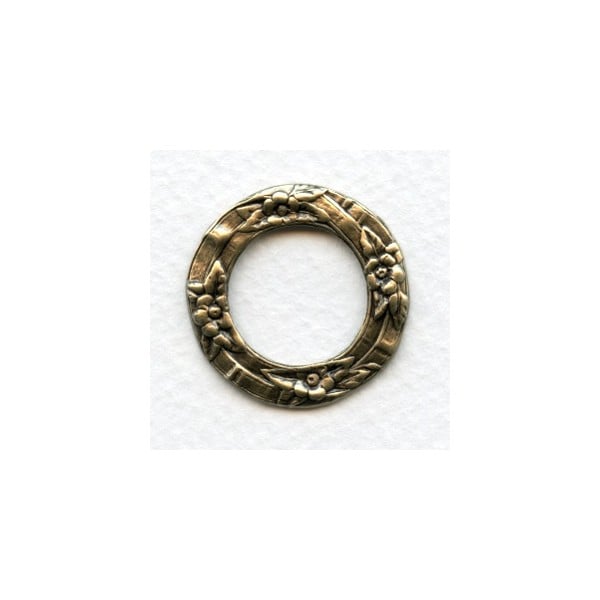 Floral Porthole Settings Oxidized Brass 28.5mm (3)