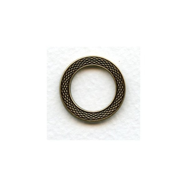 Cross-Hatched Texture Porthole Settings Oxidized Brass 22.5mm (3)