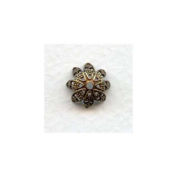 Delicate Filigree Caps for 10mm Beads Oxidized Brass (12)