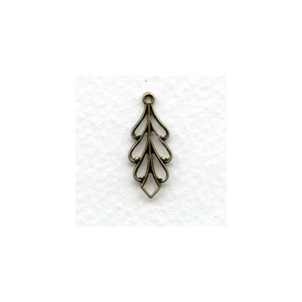 Filigree Leaf Pendants Oxidized Brass 22mm (6)