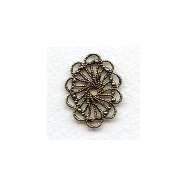 Flat Oval Filigree Oxidized Brass 26mm (6)
