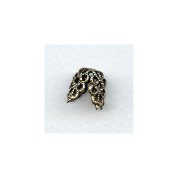 Filigree Flower Bead Caps Oxidized Brass 10mm (6)