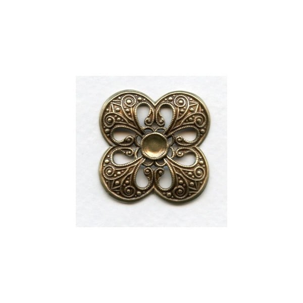 Quatrefoil Openwork Stamping Oxidized Brass 30mm (1)