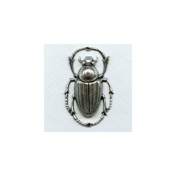 Egyptian Influence Scarab Beetle Oxidized Silver (1)