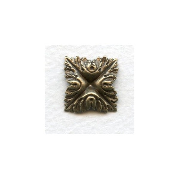 Leafy Square Oxidized Brass 15mm (6)