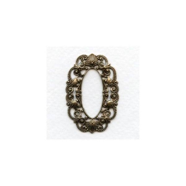 Filigree Oval Frames Oxidized Brass 44x30mm (3)