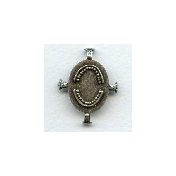 Turtle Style Settings 25x18mm Oxidized Silver (3)