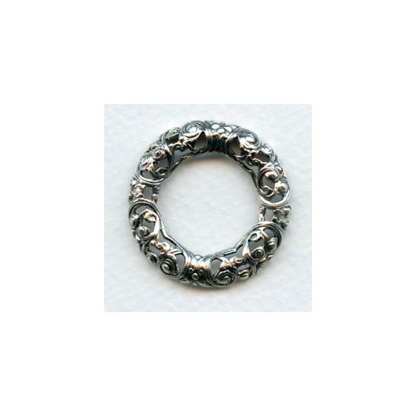 Openwork Porthole Settings Oxidized Silver 34mm (1)