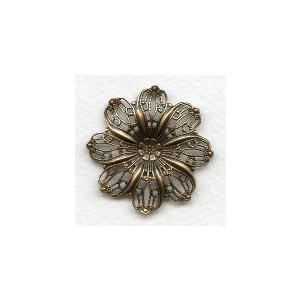 Filigree Flower Shapes Oxidized Brass 35mm (3)