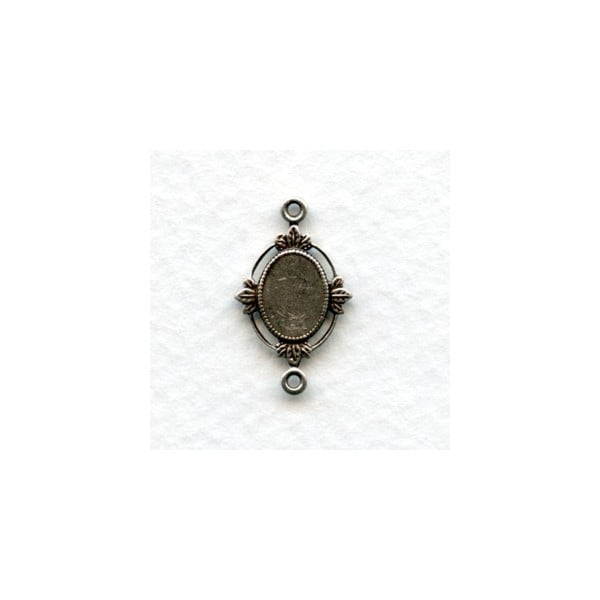 Floating leaves Connector Settings 8x6mm Oxidized Silver (6)