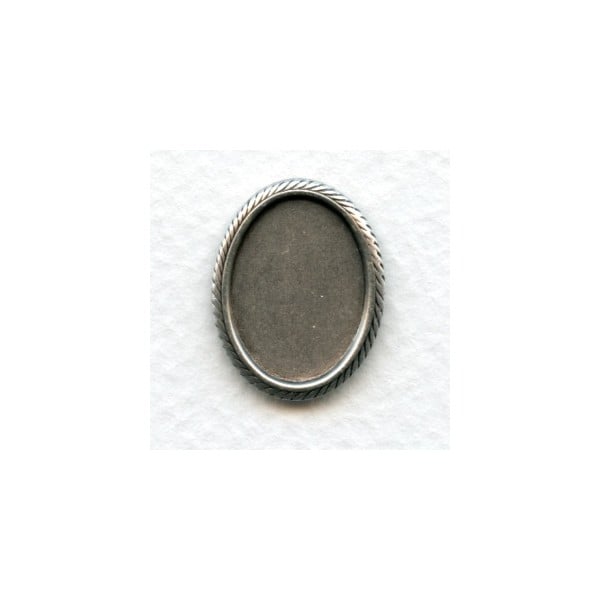 Rope Edge Setting Base for 18x13mm Oxidized Silver (6)